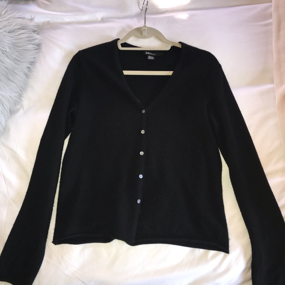Black Cashmere DKNY Cardigan